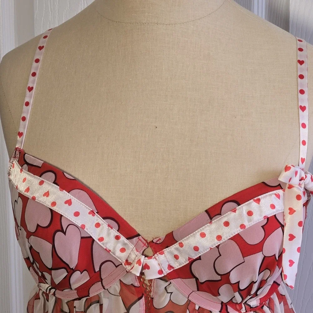 Victoria's Secret Sexy‎ Little Things Heart Print Babydoll Top Size 36C Lingerie